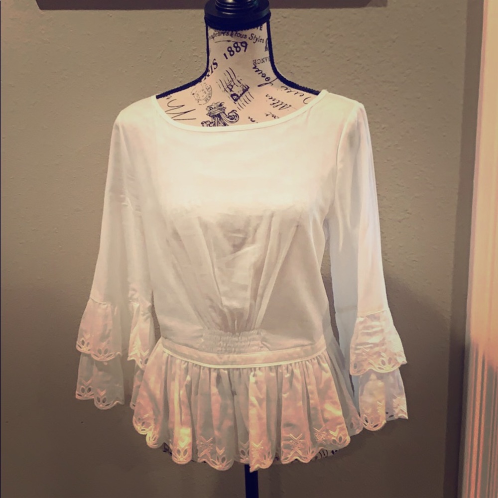 Tory Burch size 6 white eyelet blouse